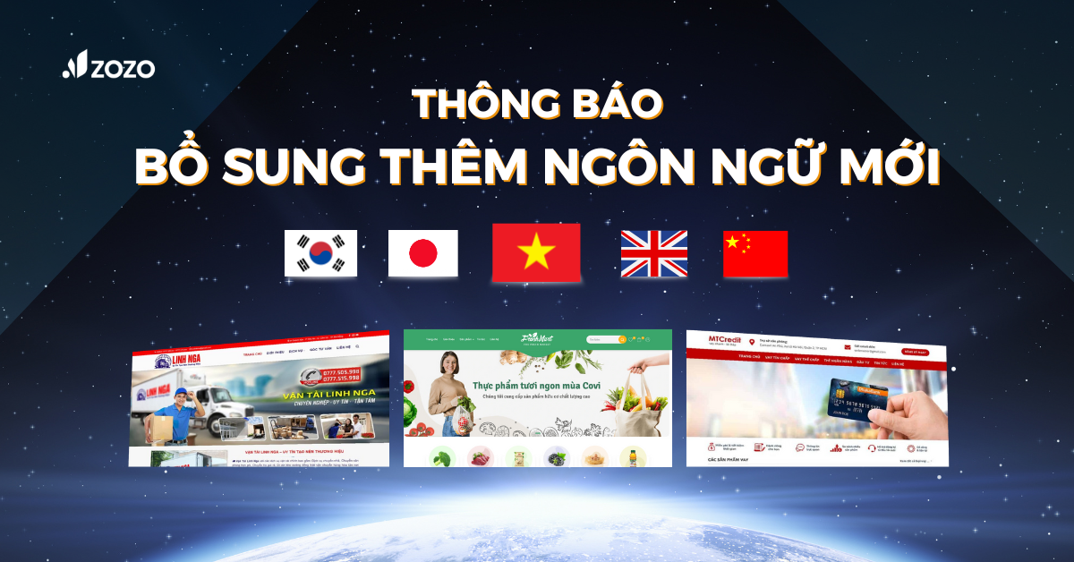 THÔNG BÁO: Bổ Sung Thêm Mới Ngôn Ngữ Cho Toàn Bộ Website Zozo